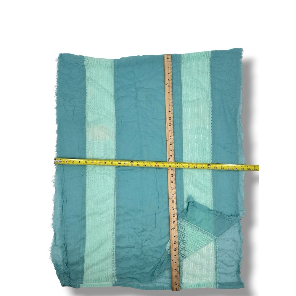 Sheer Lace Panel Scarf Shawl Wrap Aqua Blue Lightweight Boho Ethereal Fairy OS - Picture 5 of 7
